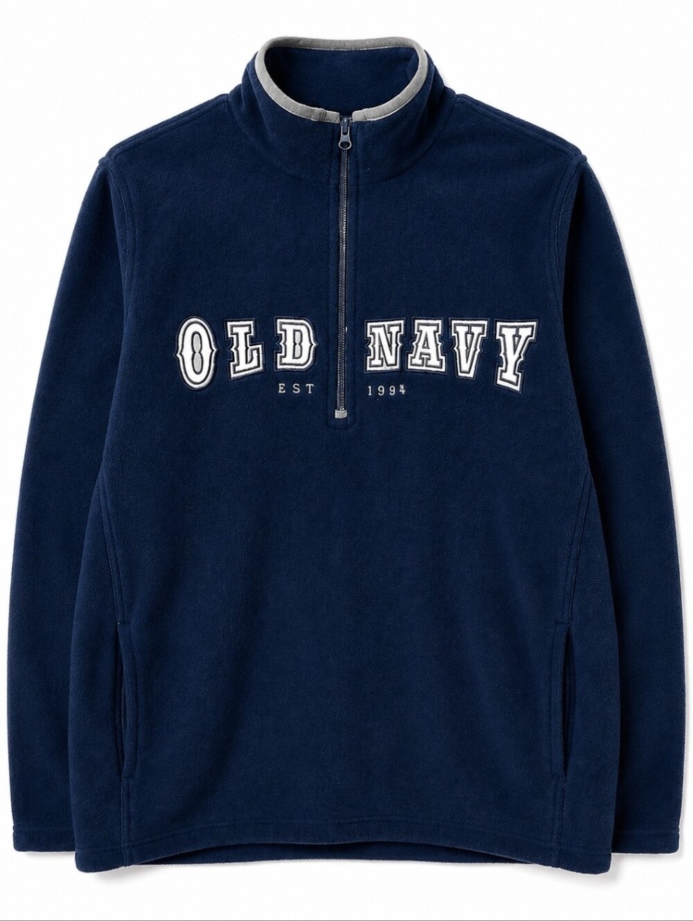 Vintage Old Navy Quarter-Zip Fleece Pullover Men's Large Navy Blue Y2K Logo 2005